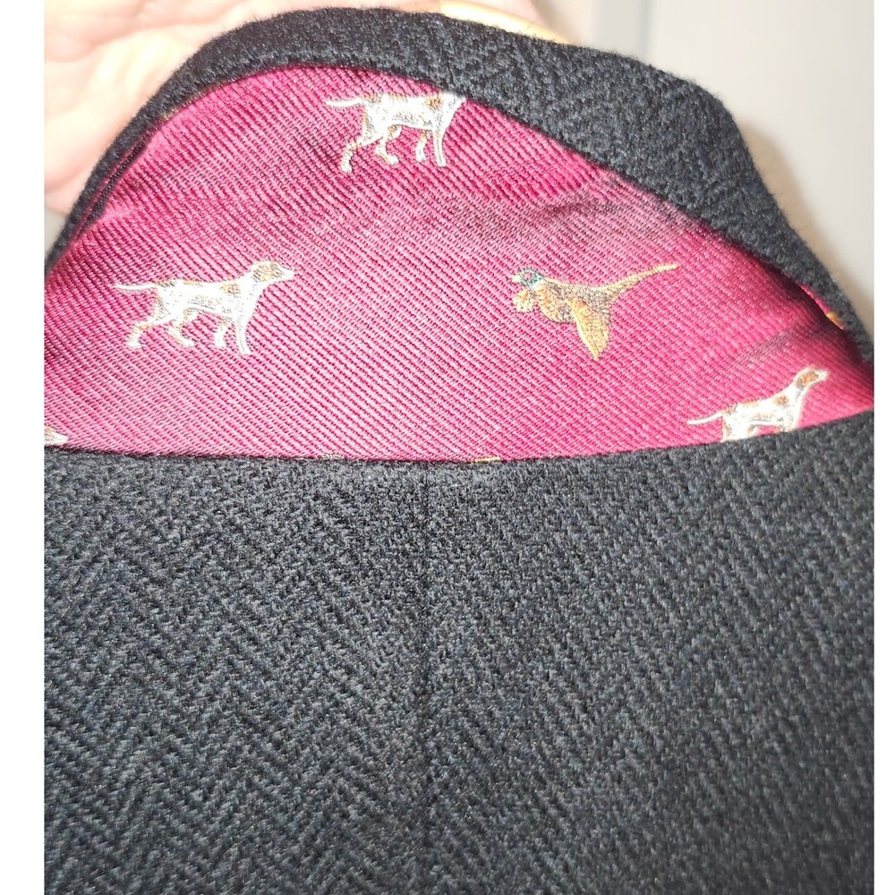 VTG J.Crew Robert Noble Scottish‎ Wool Herringbone Blazer Black Pink Pheasant - Picture 6 of 8